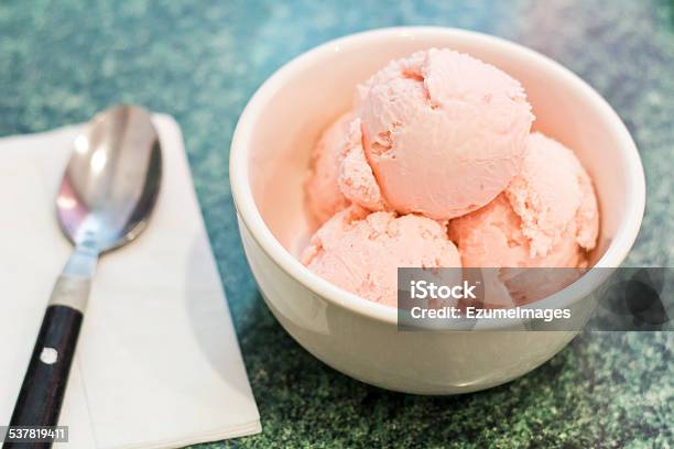 Homemade Strawberry Icecream Stock Photo - Download Image Now - 2015, Art And Craft, Bowl
