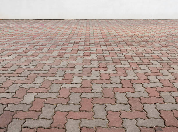 abstract of old floor brick abstract of old floor brick, wide walkway, perspective view of bricks. red brick tile stock pictures, royalty-free photos & images