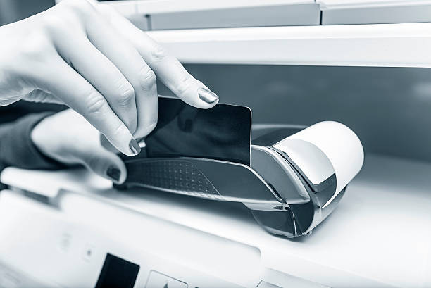 Debit card swiping on pos terminal.
