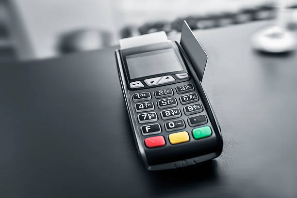 istock Bank terminal and payment card. 537820396