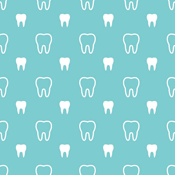 illustrations, cliparts, dessins animés et icônes de dents blanches sur fond turquoise. vecteur sans couture patt dentaire - human teeth dental hygiene dentist office human mouth