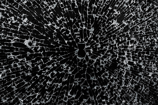 Close-up on a section of broken glass.