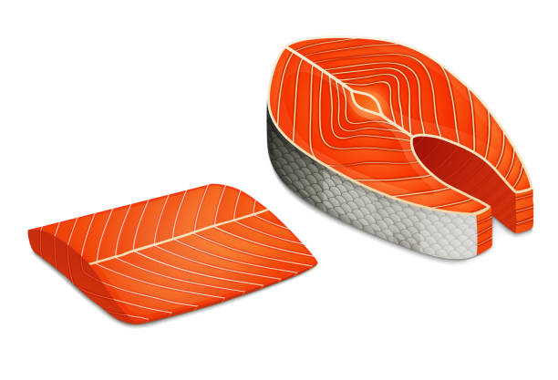 istock Piece of salmon steak, Fillet of red fish. 537823204