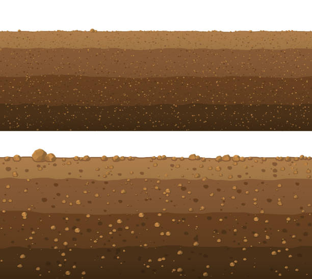 stockillustraties, clipart, cartoons en iconen met underground layers of earth, seamless ground surface design. - grond