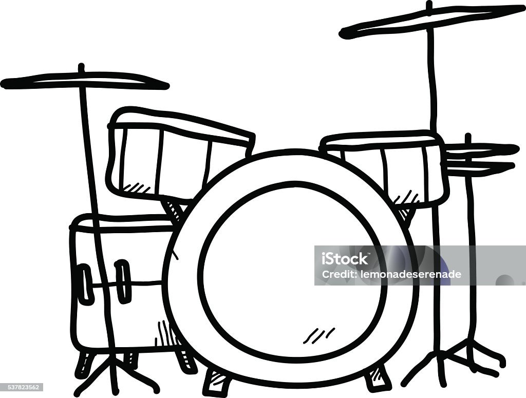 Drum Set Doodle A hand drawn vector doodle illustration of a drum set. Drum Kit stock vector
