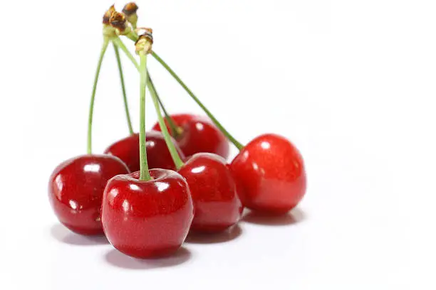 Japanese perfect ripe cherry in white background