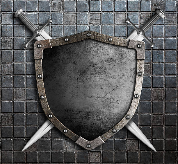 istock medieval shield with crossed swords 3d illustration 537825602