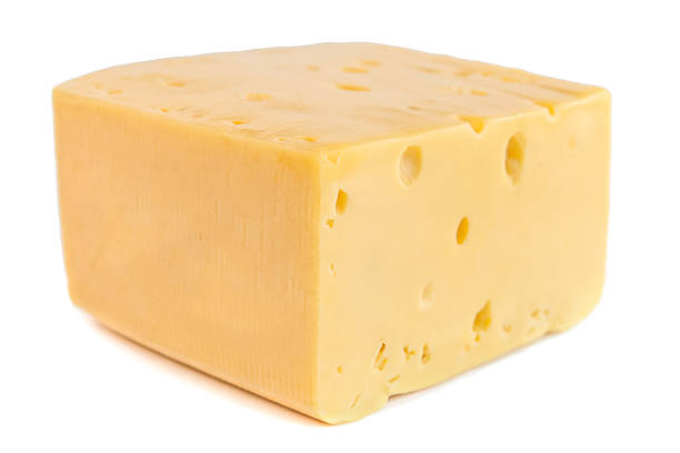 A piece of tasty cheese isolated on a white background