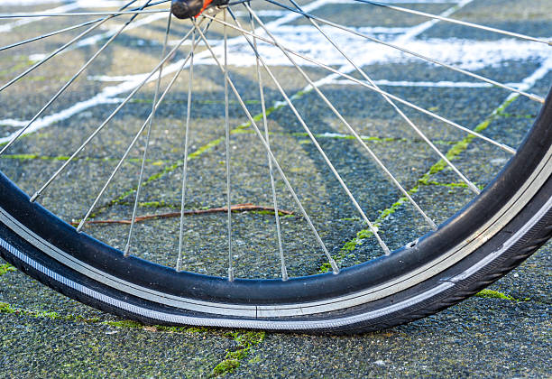 istock bike tire with a puncture 537826066