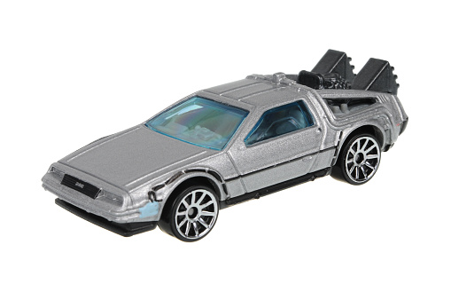 Adelaide, Australia - June 05, 2016:An isolated shot of a Delorean Hot Wheels Diecast Toy Car from the popular movie Back to the Future. Merchandise from the Back to the Future movies are highy sought after collectables.
