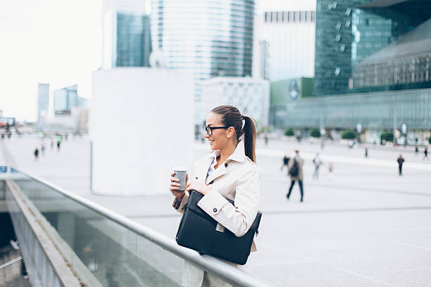 istock Young bussineswoman drinking coffee outdoor 537829670