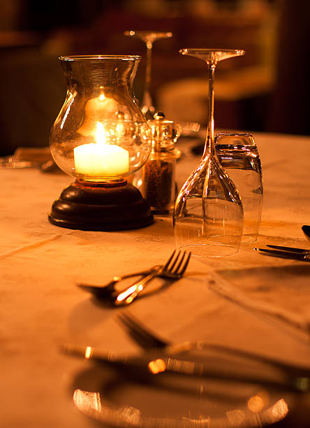 Romantic restaurant table setting