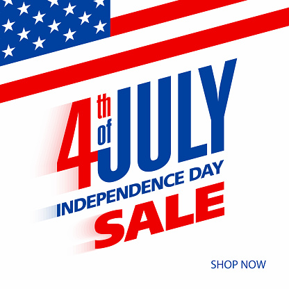 Fourth Of July Usa Independence Day Sale Banner向量圖形及更多美國國慶圖片- 美國國慶, 大減價,  矢量圖- iStock