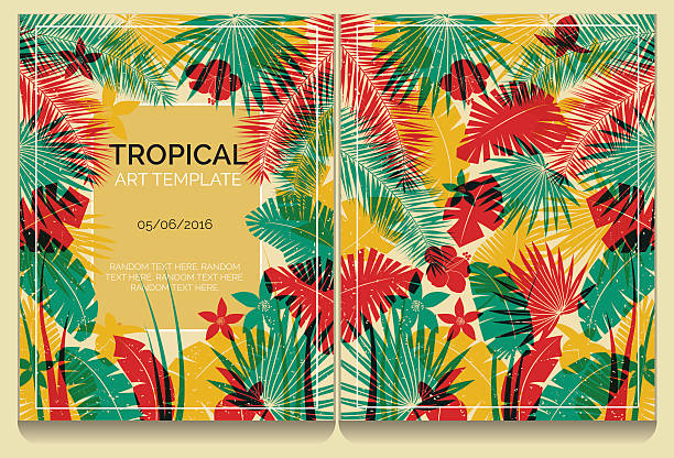 tropischen dschungel-illustration-effekt auszugleichen - anaglyph stock-grafiken, -clipart, -cartoons und -symbole