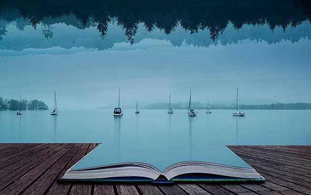 Stunning impossible puzzling conceptual landscape image of lake