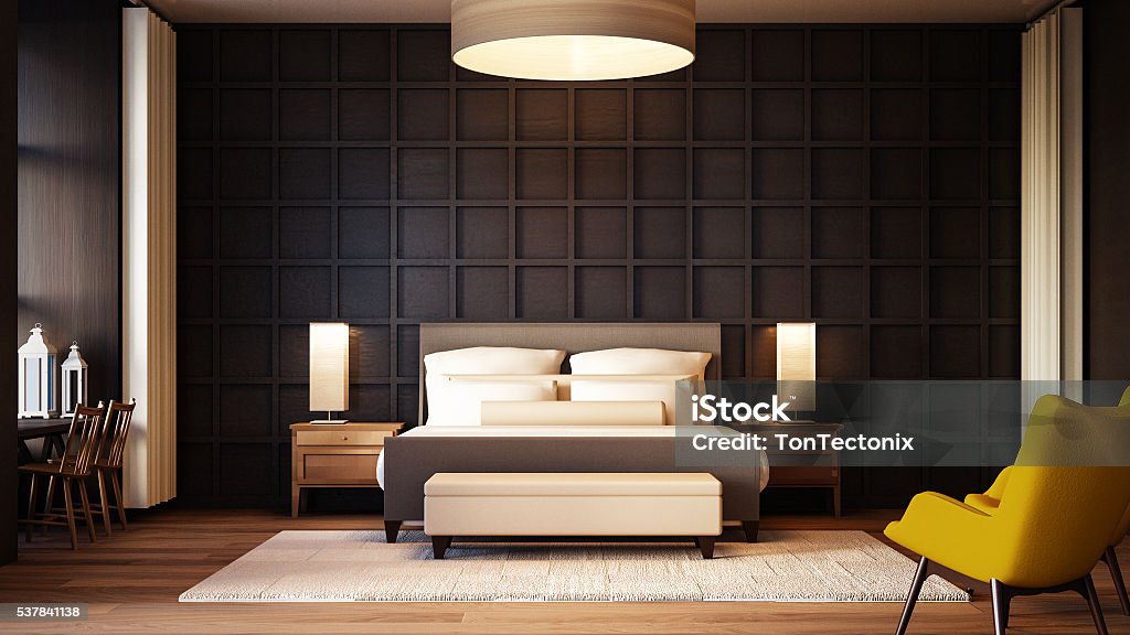 Simple and Luxury Bedroom hotel Simple and Luxury Bedroom hotel / 3D rendering interior Bedroom Stock Photo