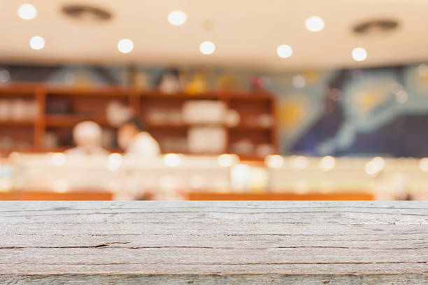 istock wood table with japanese restaurant interior background 537844124