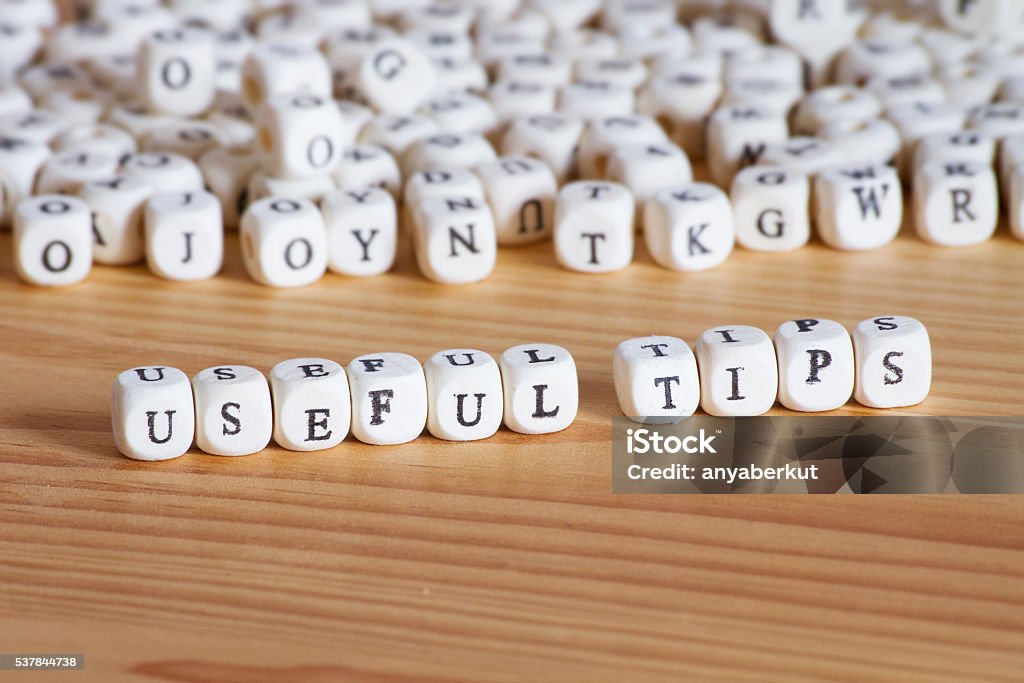 useful tips useful tips, concept with letters Advice Stock Photo