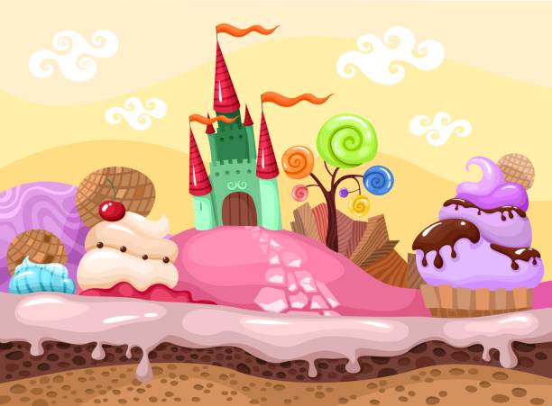 sweet landscape vector art illustration