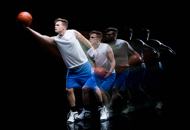 istock Multiple Exposure - Sports men playing basketball 537846464