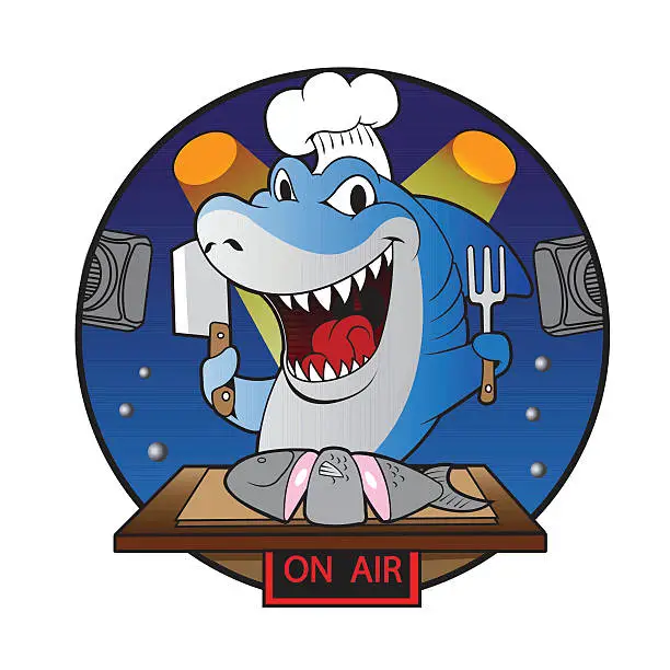 Vector illustration of Cartoon shark chef.