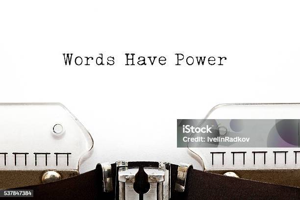 Words Have Power Typewriter Stock Photo - Download Image Now - Single Word, Authority, Communication