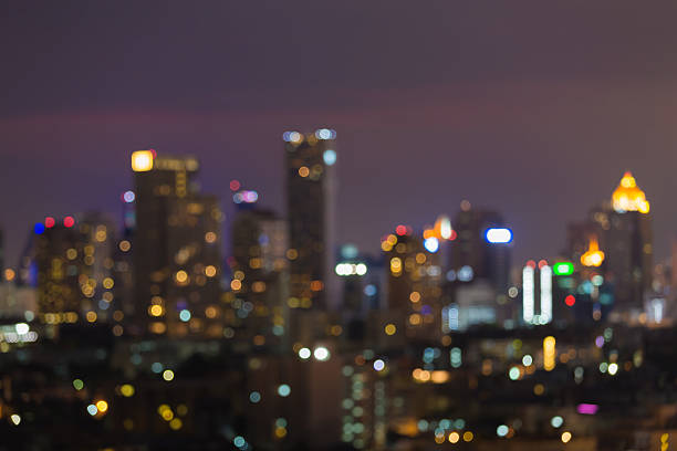 istock Night blurred lights, city office downtown 537847920