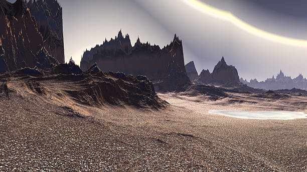istock Fantasy alien planet. Rocks and sky. 3D illustration 537847962