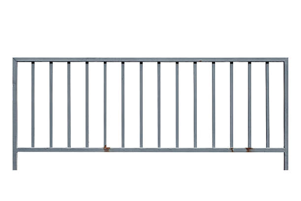 istock Gray metal fence isolated on white background 537848358