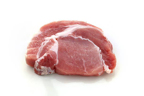 istock Raw meat, pork, slices pork on a white background 537849368