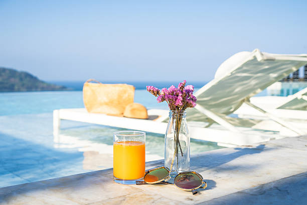 istock relax time at the pool with orange juice 537849780