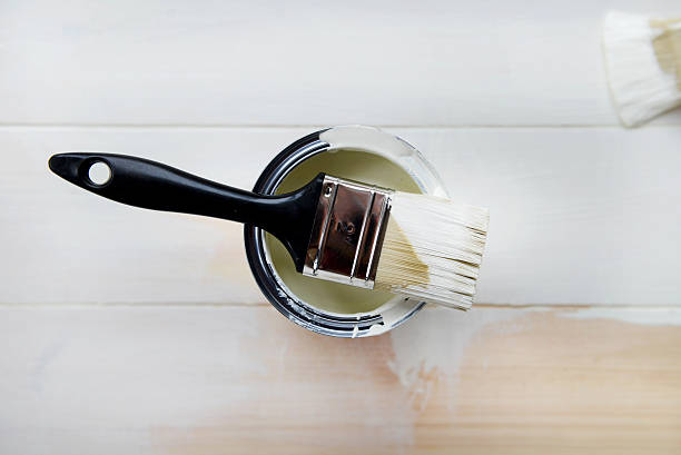 istock Paint Can and Paint Brush from above 537850771
