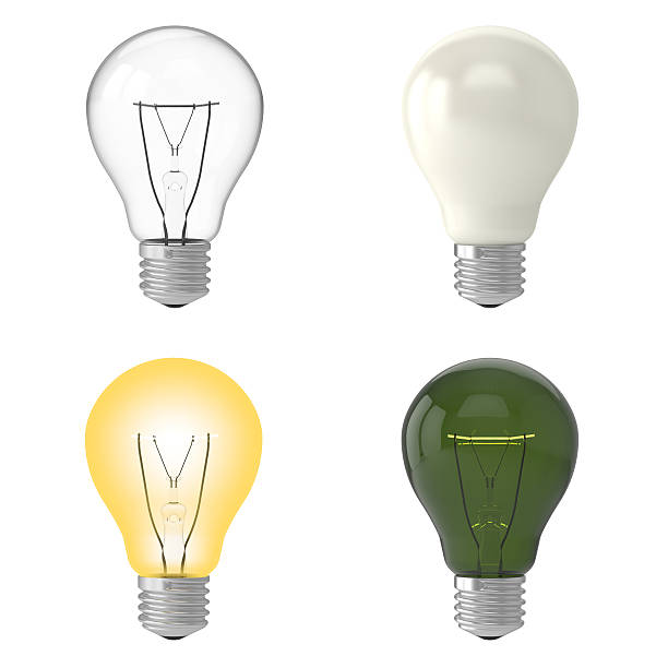 istock light bulbs realistic set clear, light on, milky, green, Isolated 537851633