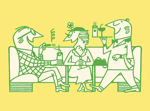 Vector illustration of Couple at Tavern/Bar