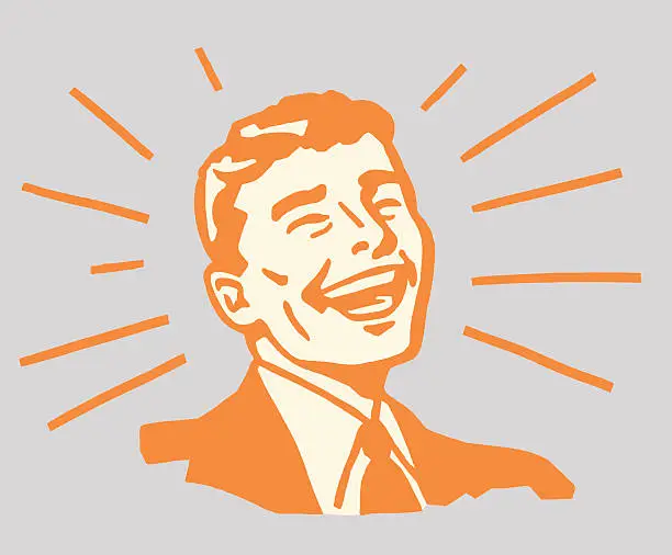 Vector illustration of Beaming Smiling Man