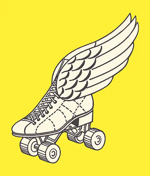 Vector illustration of Winged Roller Skate