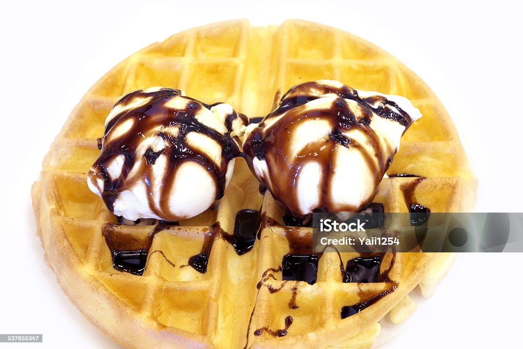 Waffles and ice cream 2015 Stock Photo