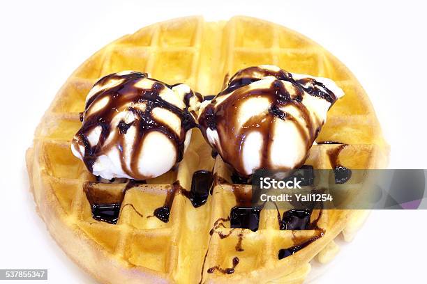 Waffles And Ice Cream Stock Photo - Download Image Now - 2015, Backgrounds, Brown