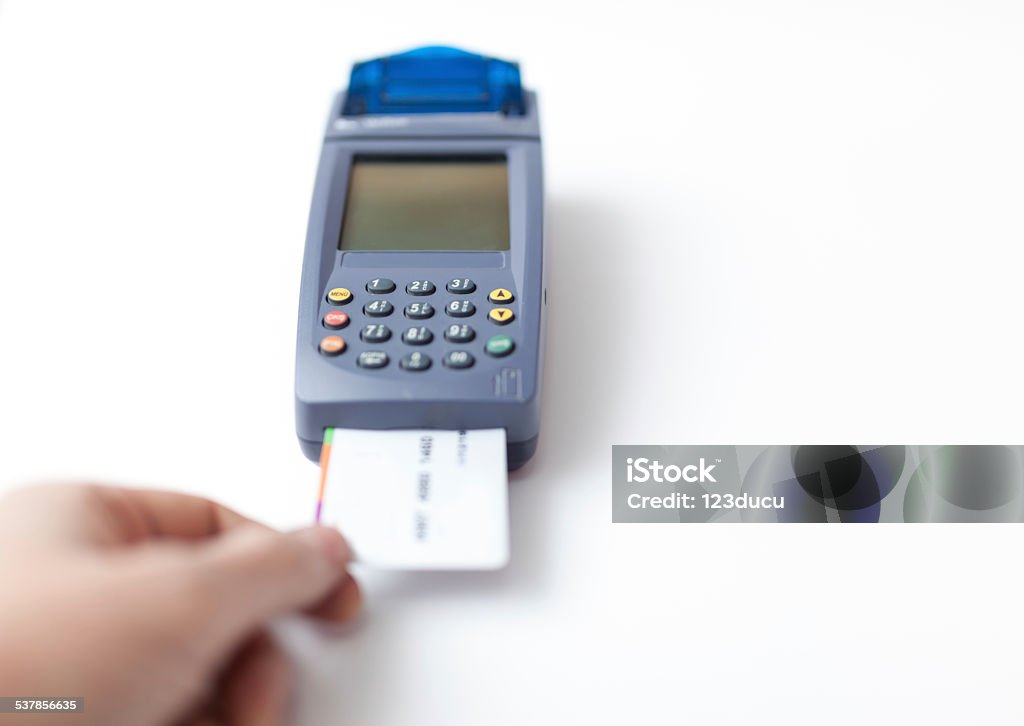 Credit card reader Credit card reader isolated against white background.  Credit Card Reader Stock Photo