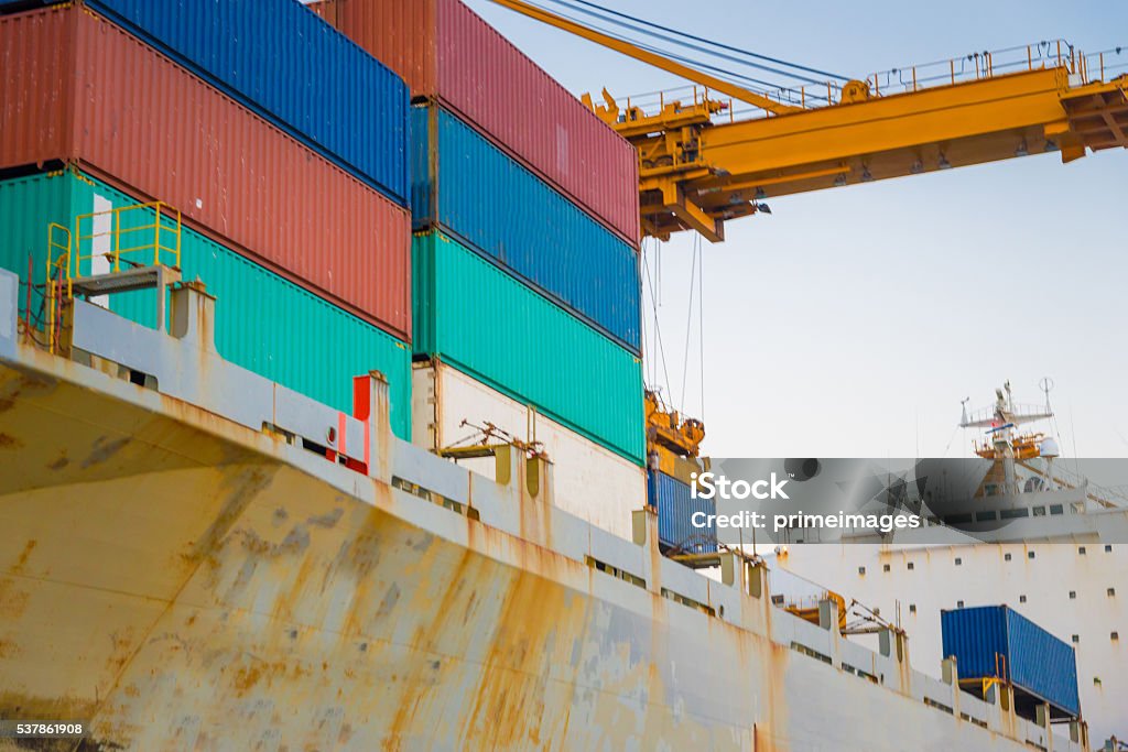 Asia Cargo Container Line Container Ship And Cargo Logistic The Harbor In Asia Stock Photo ...
