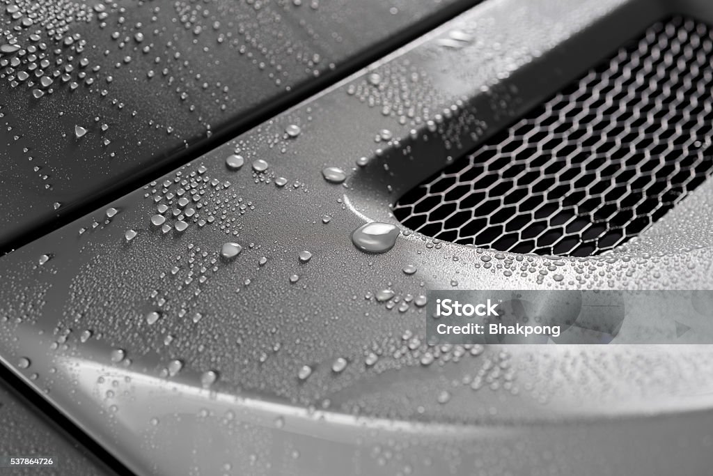 Auto Detailserie : Tröpfchen auf grauem Kofferraum - Lizenzfrei Auto Stock-Foto