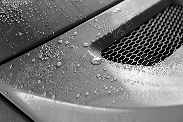 série de detalhamento de carros : gotículas no porta-malas do carro cinza - washing water car cleaning - fotografias e filmes do acervo