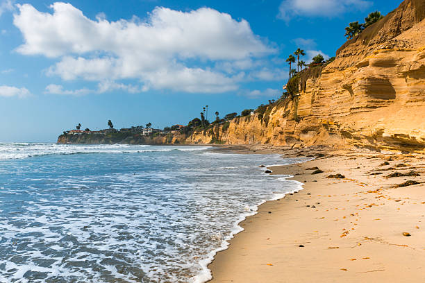A photo of the beach in Del Mar, California.