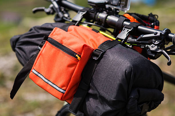 istock Bicycle with orange bags for travel 537865314
