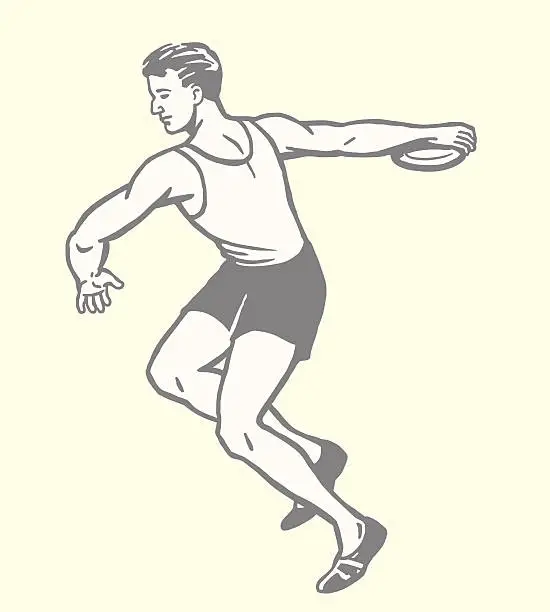 Vector illustration of Man Throwing Discus