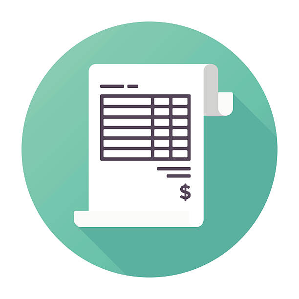 Invoice Icon Flat & Long Shadow, Invoice Icon bills and taxes stock illustrations