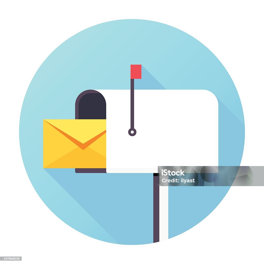 Mailbox Icon Flat & Long Shadow, Mailbox Icon Mailbox stock vector