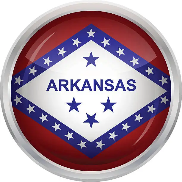 Vector illustration of Glossy Button - Flag of Arkansas