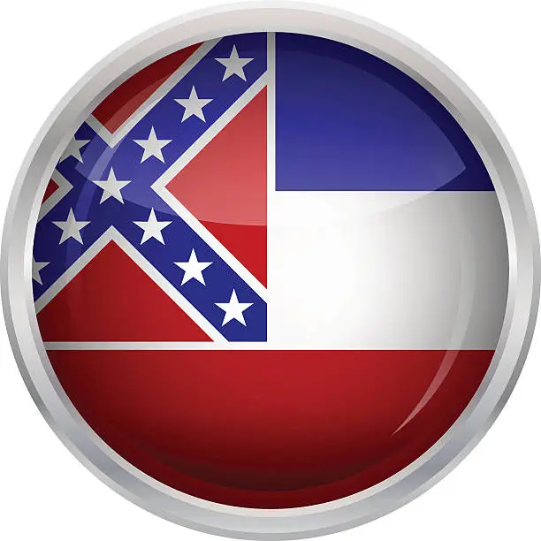 Vector illustration of Glossy Button - Flag of Mississippi