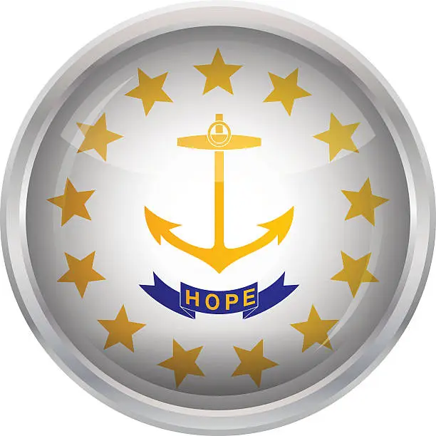 Vector illustration of Glossy Button - Flag of Rhode Island